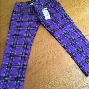 Darkside Purple Plaid Capris
